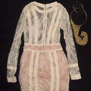 Agaci Nude & Lace mini dress